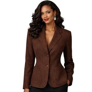 Vintage Pendleton Wool Blazer Womens 36 Small Brown USA Made Tailored